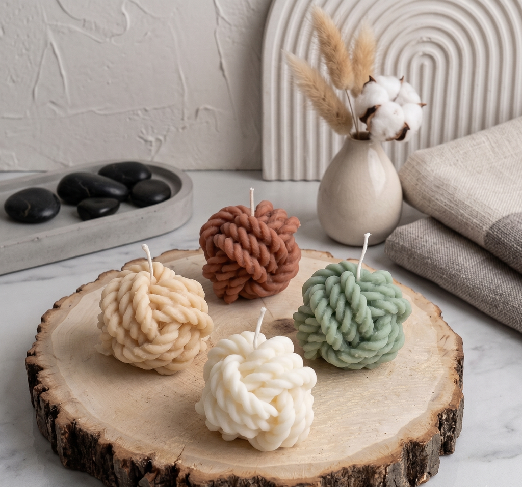 Knotted Rope Candles (Set of 4)
