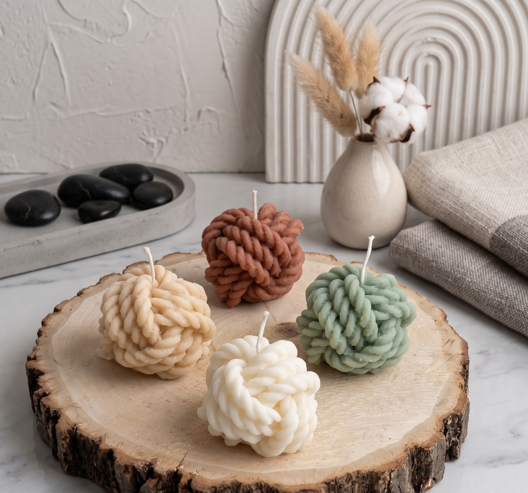 Knotted Rope Candles (Set of 4)