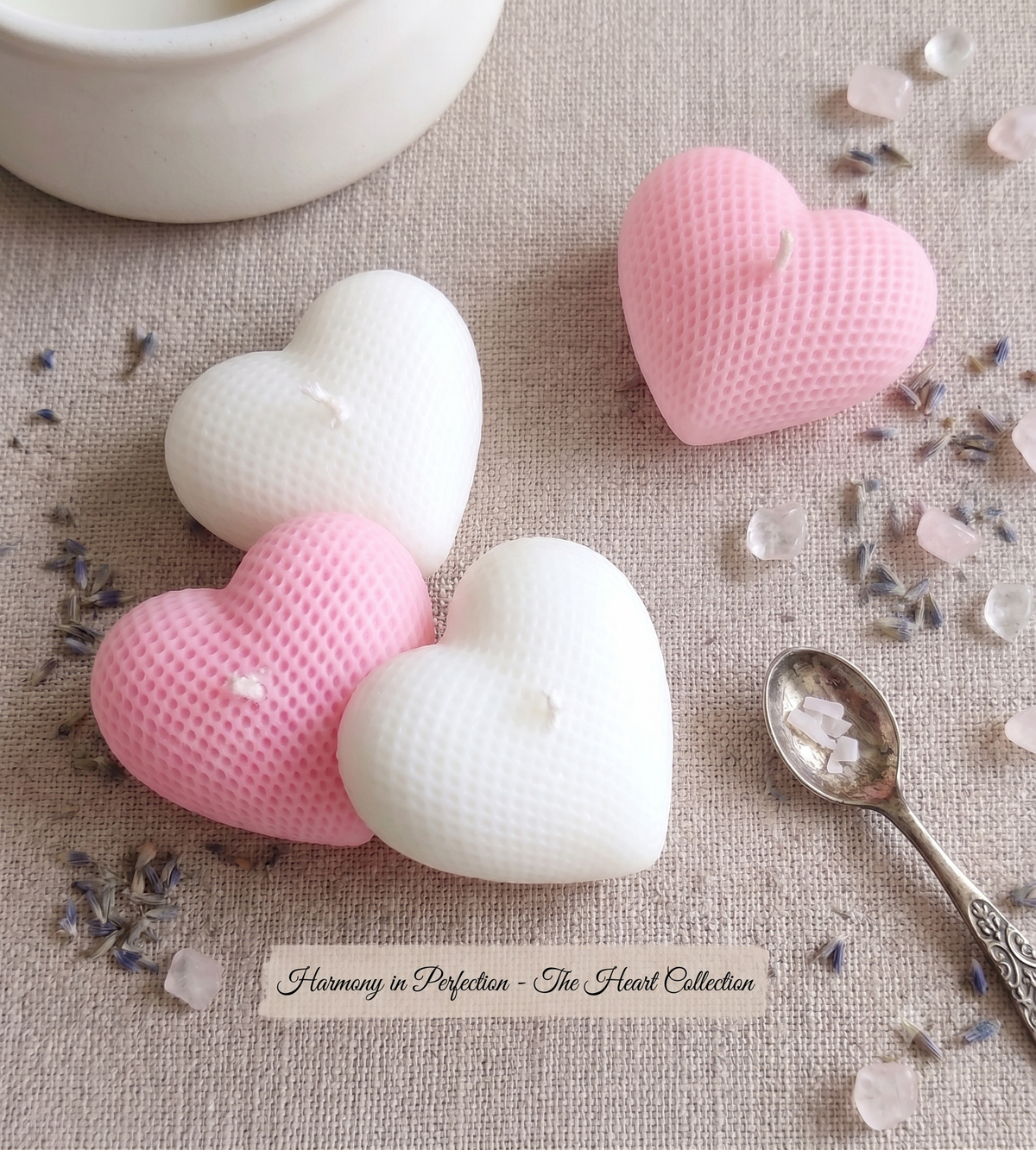 White & Pink Heart Candle Box | Pack Of 4 | Scented