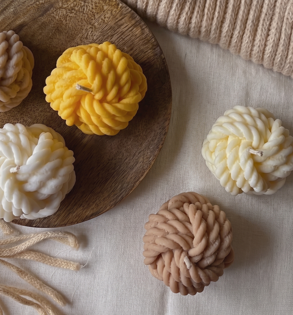 Knotted Rope Candles (Set of 4)